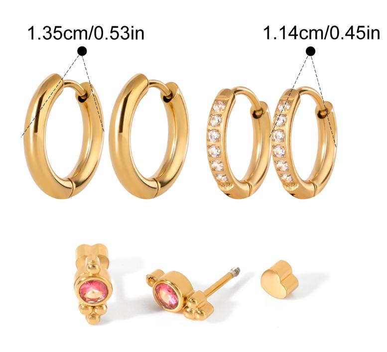 Liza Stack (3 Pairs with Flatback Stud)