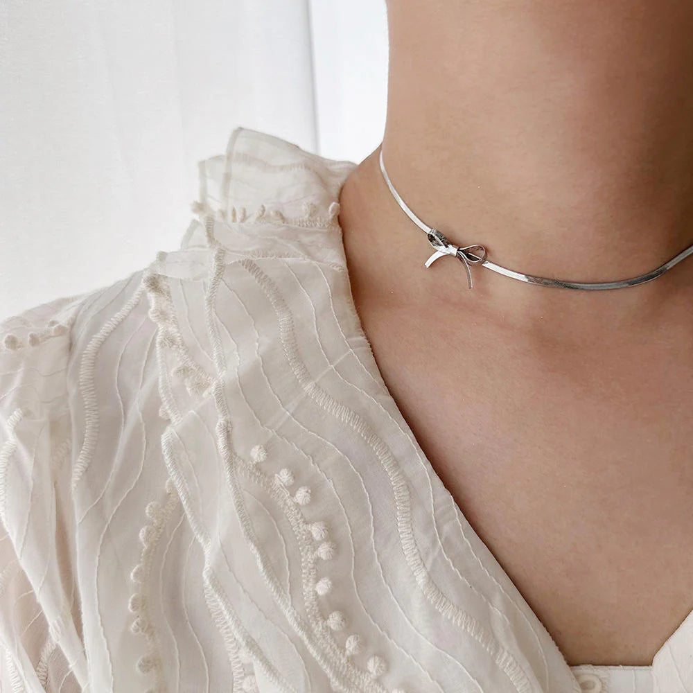 Bow Choker + Necklace