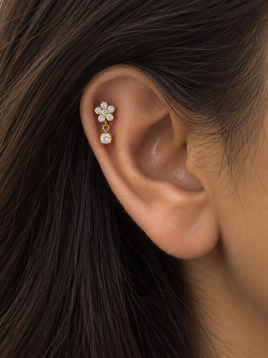 Minimal Bling Flowers - Stacking Earrings