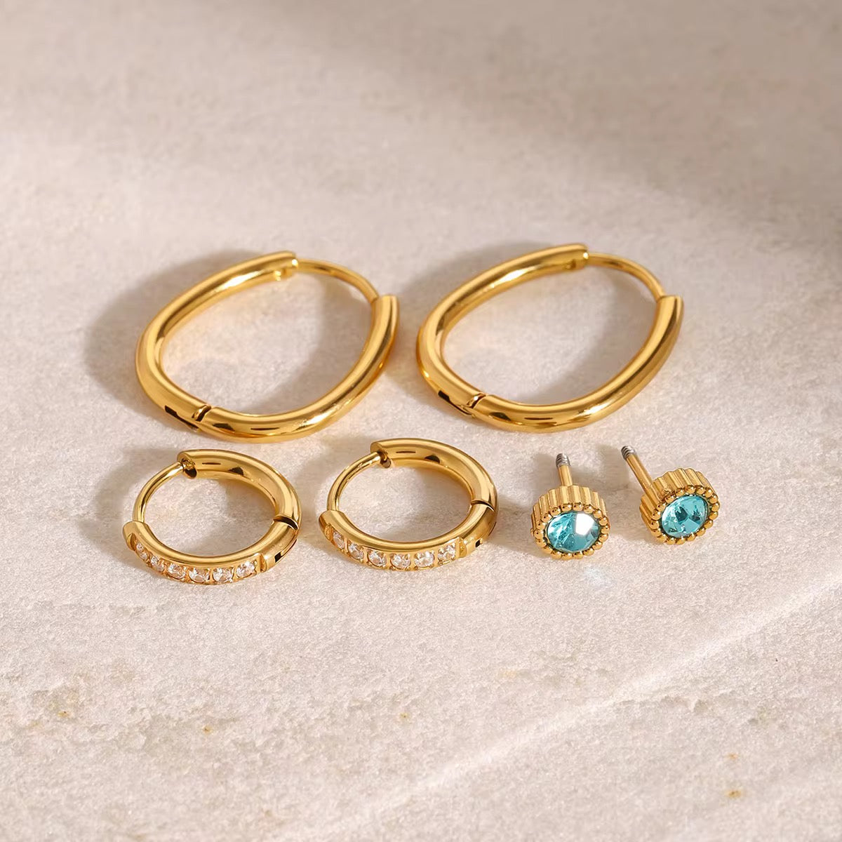 Aqua Stack (3 Pairs with Flatback Stud)