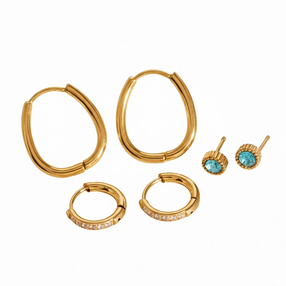 Aqua Stack (3 Pairs with Flatback Stud)