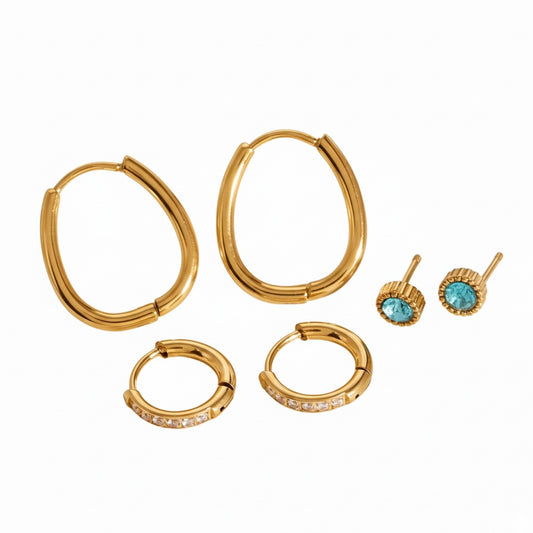 Aqua Stack (3 Pairs with Flatback Stud)