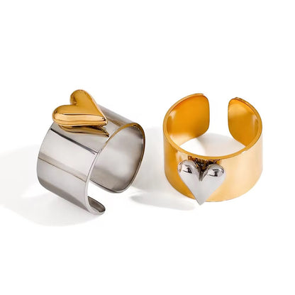 Two Toned Lover Ring (Gold Heart) - Adjustable