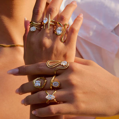 Curvy Stud Ring - Adjustable