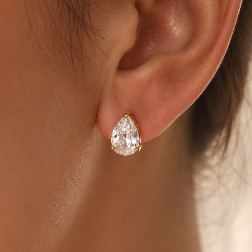 Solitaire Flatback Stud - Pear