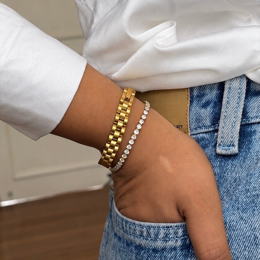 IT Girl Bracelet Stack (Timeless Watch & Tennis Bracelet 3mm)