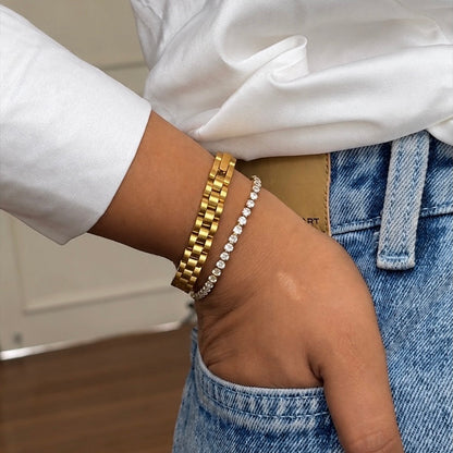 IT Girl Bracelet Stack (Timeless Watch & Tennis Bracelet 3mm)
