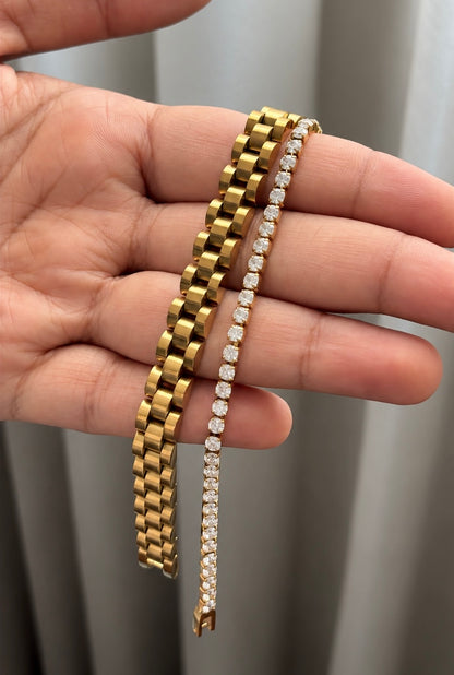 IT Girl Bracelet Stack (Timeless Watch & Tennis Bracelet 3mm)