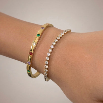 Tennis Bracelet (17cm) - Gold & Silver