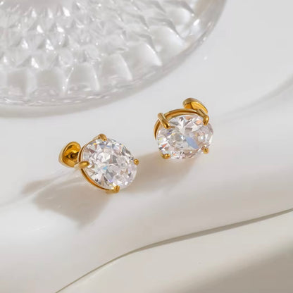 Solitaire Flatback Stud - Oval