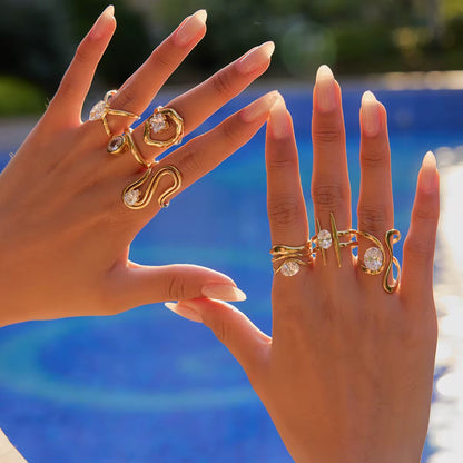 Curvy Stud Ring - Adjustable