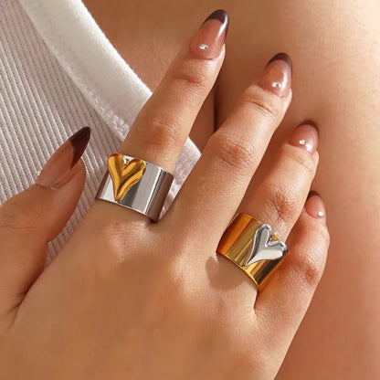 Two Toned Lover Ring (Gold Heart) - Adjustable