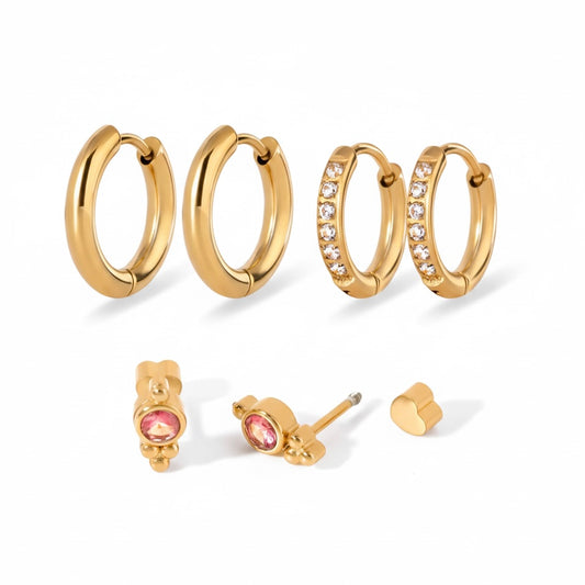 Liza Stack (3 Pairs with Flatback Stud)