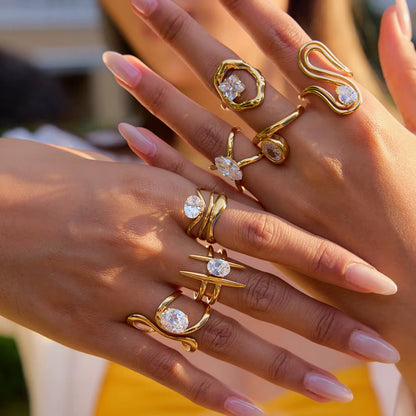 Curvy Stud Ring - Adjustable