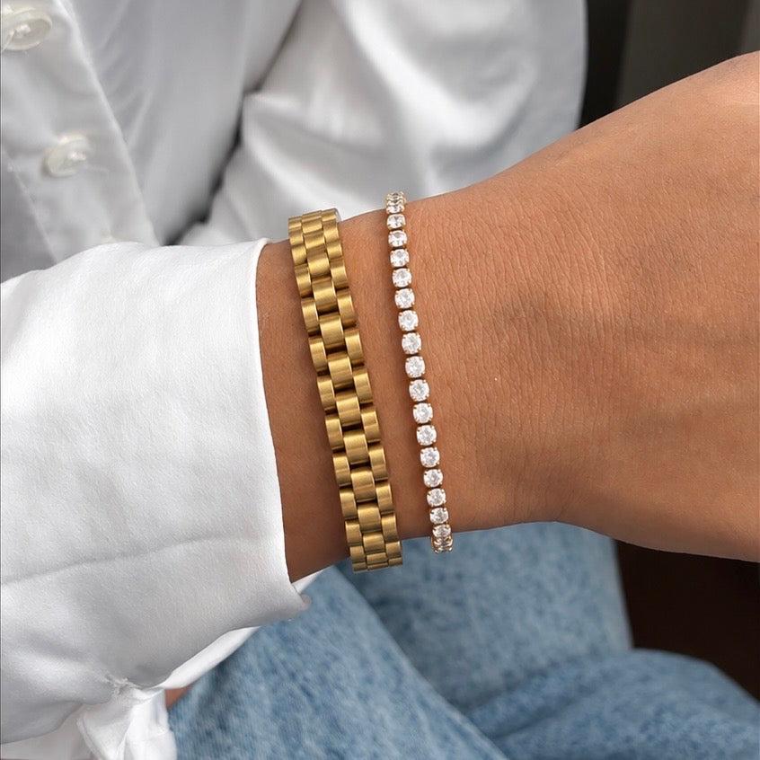 IT Girl Bracelet Stack (Timeless Watch & Tennis Bracelet 3mm)