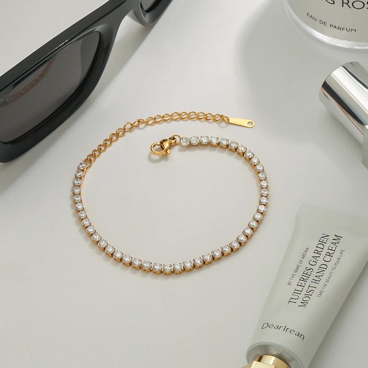 Tennis Bracelet (17cm) - Gold & Silver