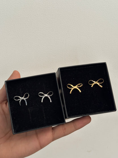 Tiny Bow Ribbon Studs