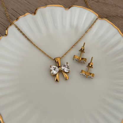 Bow Shine Set (Studs & Necklace)