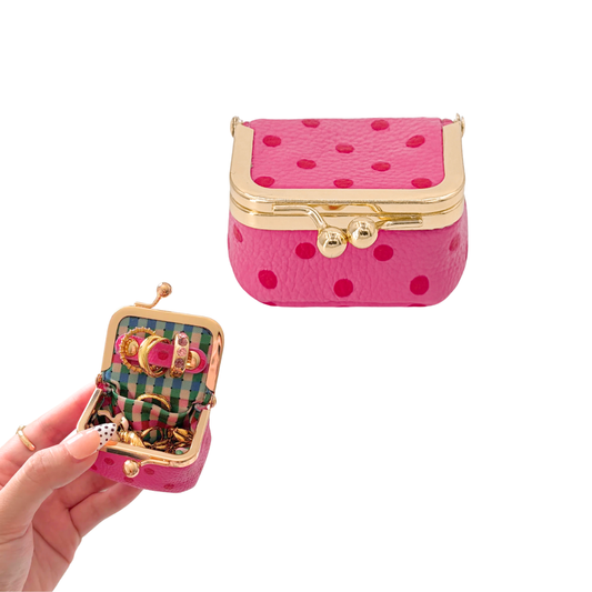 Mini Jewellery Pouch - Pink Polka