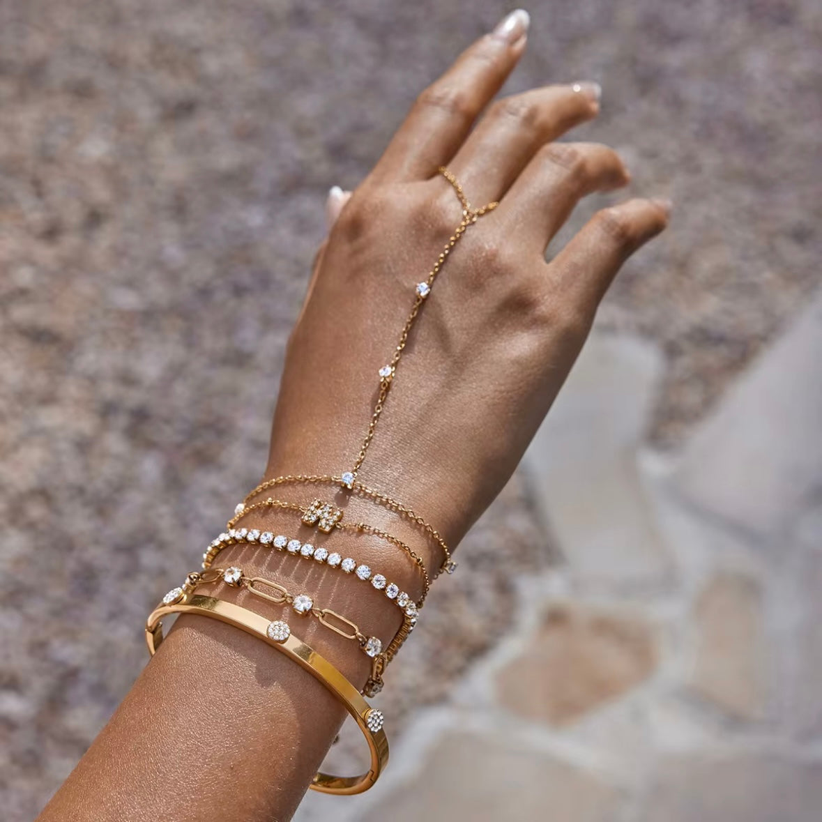 Tennis Bracelet (17cm) - Gold & Silver
