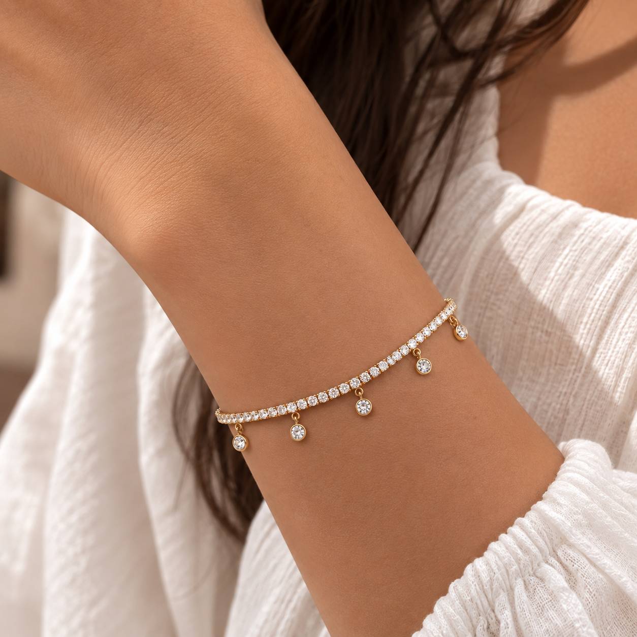 Tennis Bracelet - Dangling Stones