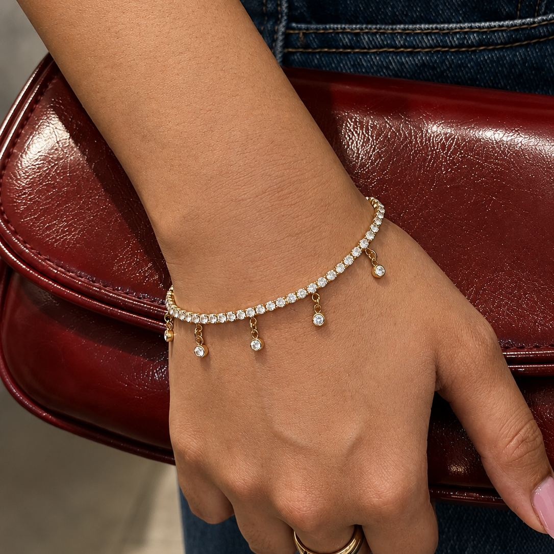 Tennis Bracelet - Dangling Stones