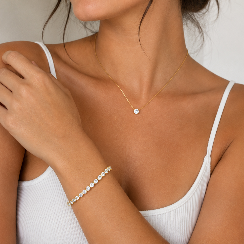 Tennis Bracelet (17cm) - Gold & Silver
