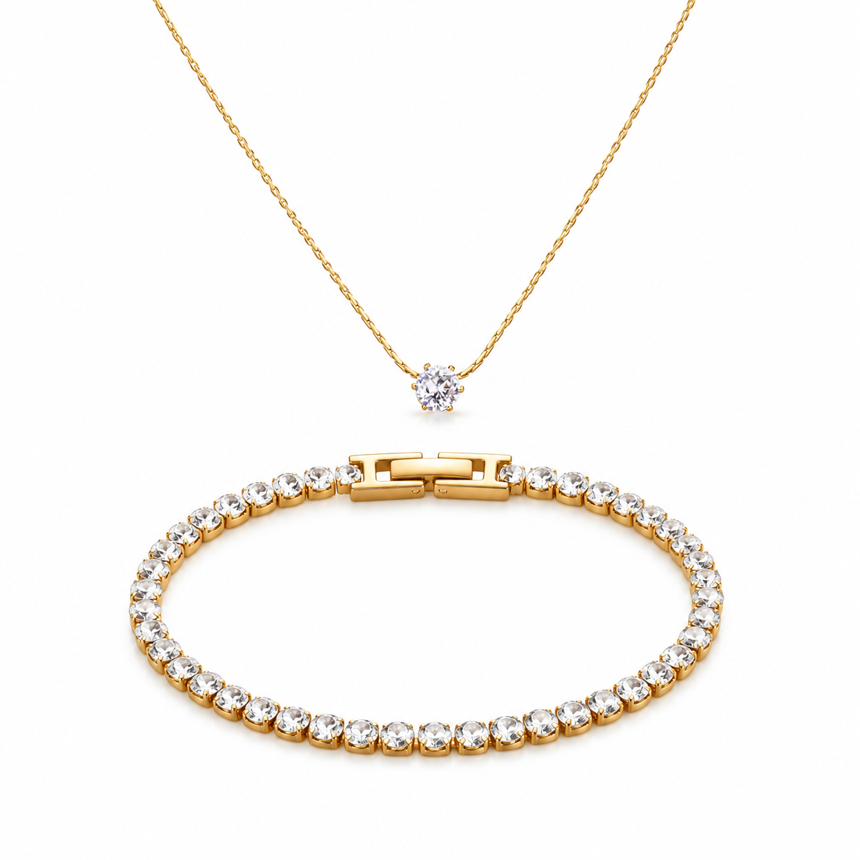 Tennis Bracelet (17cm) - Gold & Silver