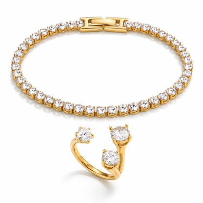 Tennis Bracelet (17cm) - Gold & Silver