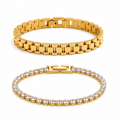 Tennis Bracelet (17cm) - Gold & Silver