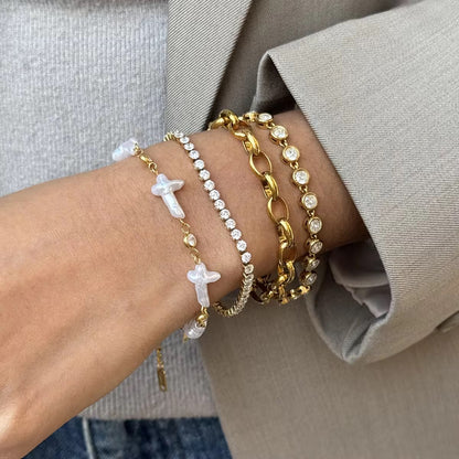 Tennis Bracelet (17cm) - Gold & Silver