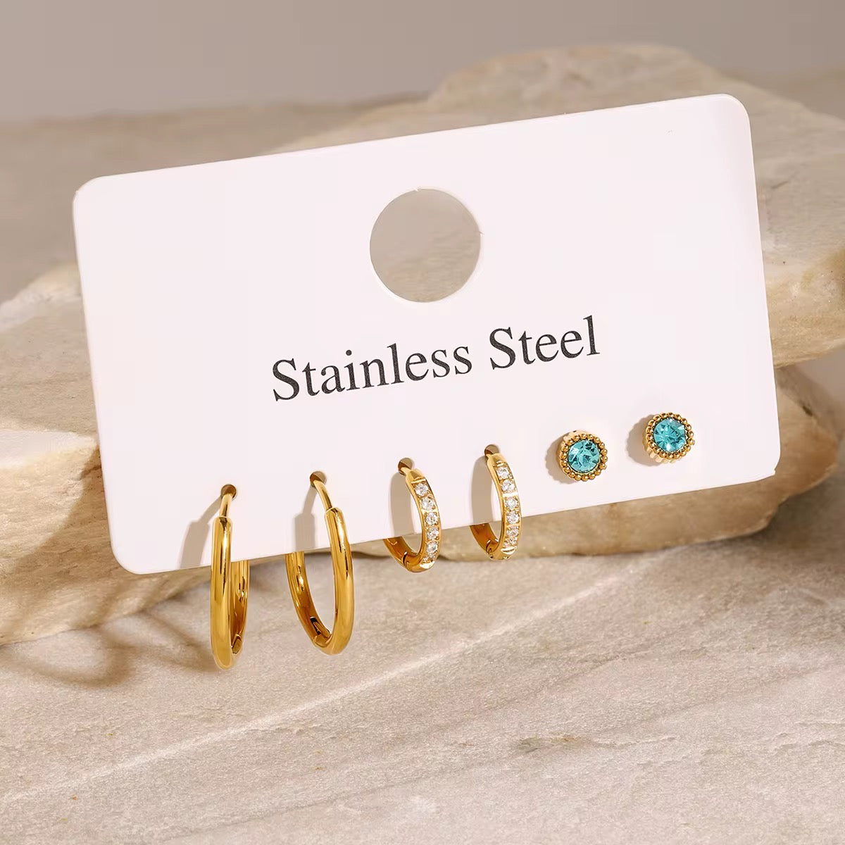 Aqua Stack (3 Pairs with Flatback Stud)