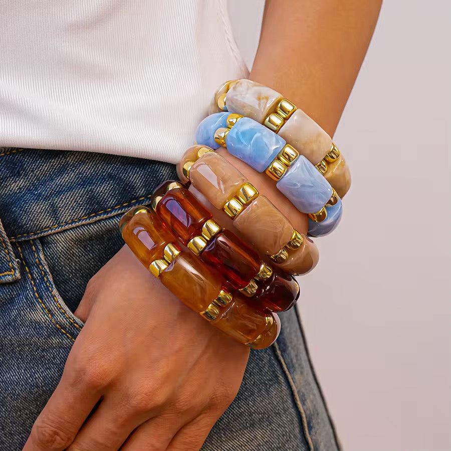 Stretchable Resin Bangle (Pink)