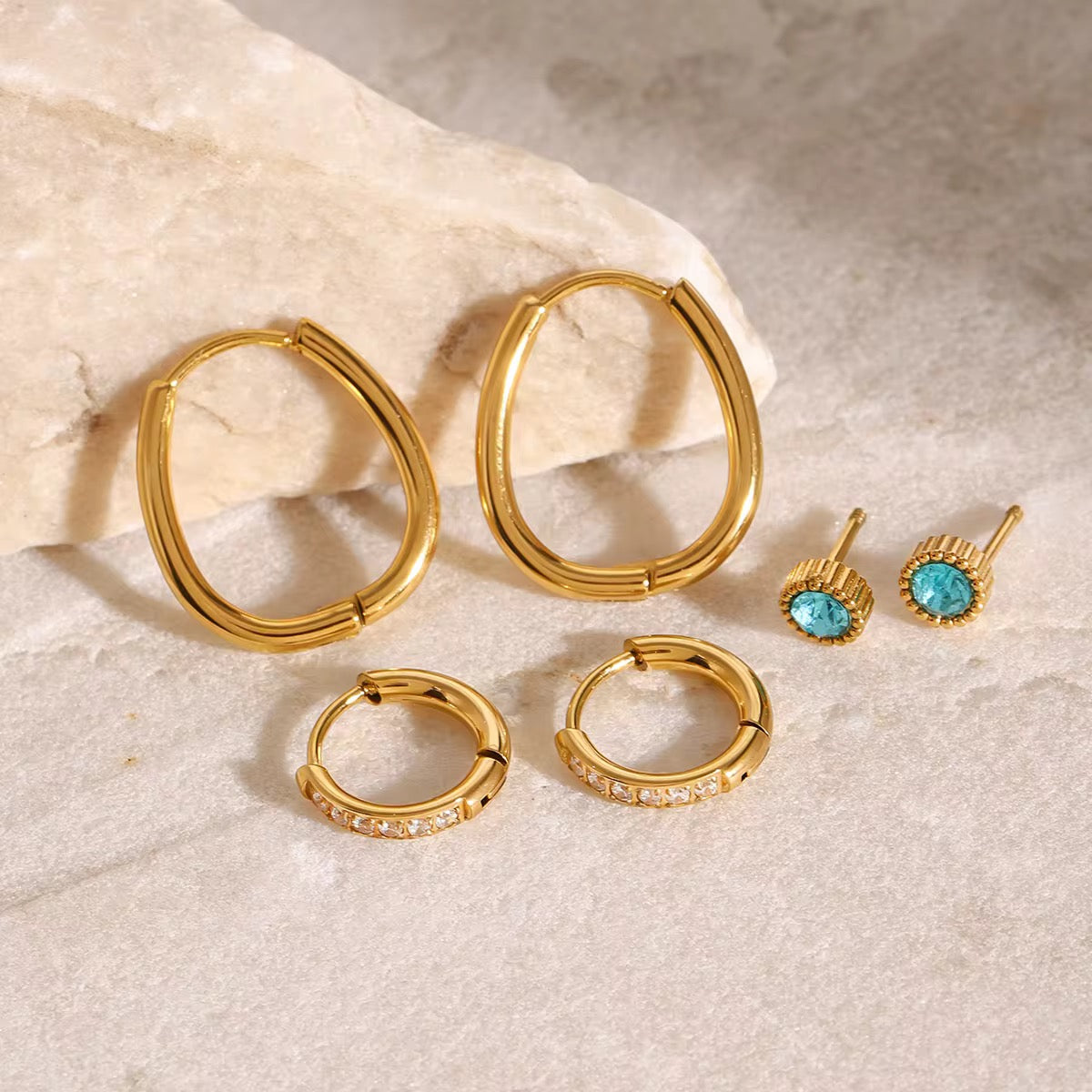 Aqua Stack (3 Pairs with Flatback Stud)
