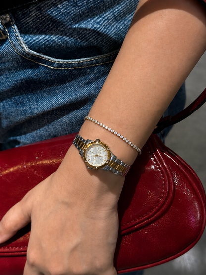 Basic Girl Bracelet Stack (3 Minimal Bracelets + Tennis Bracelet)