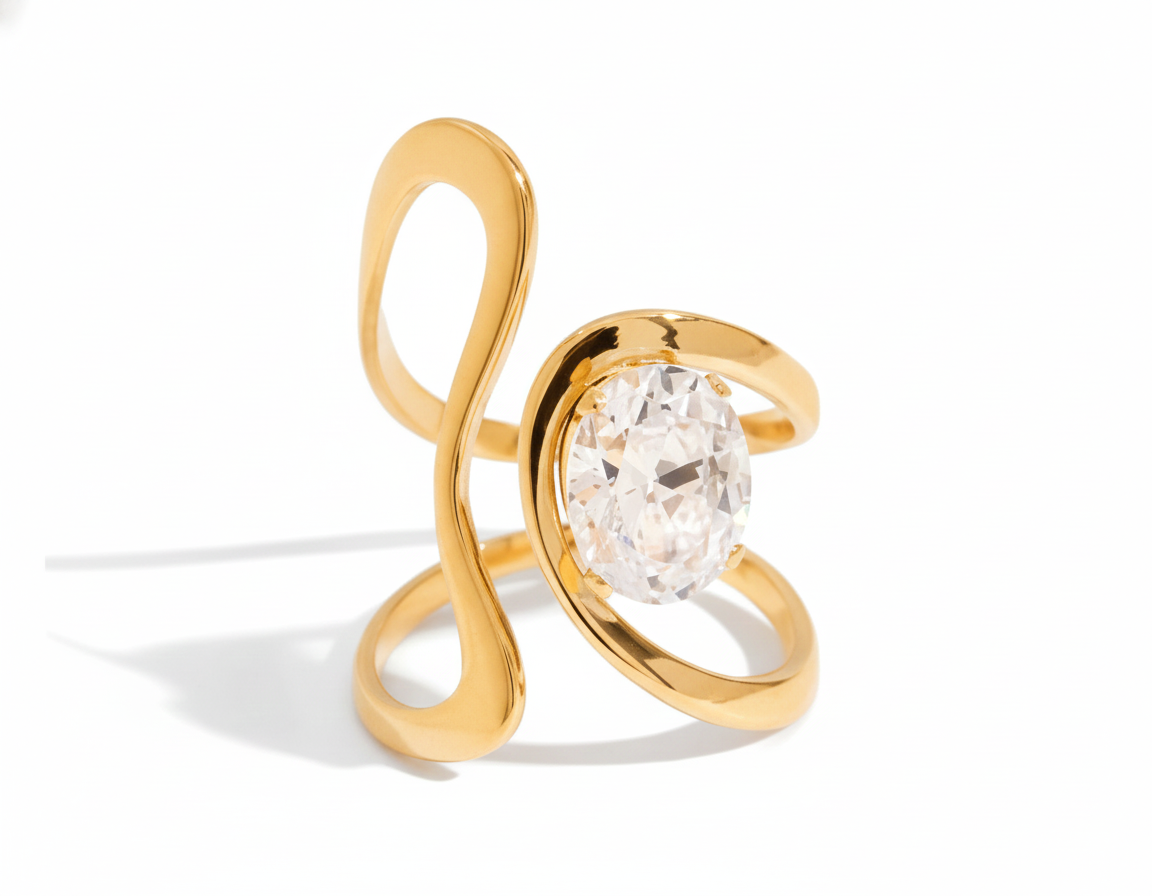 Curvy Stud Ring - Adjustable