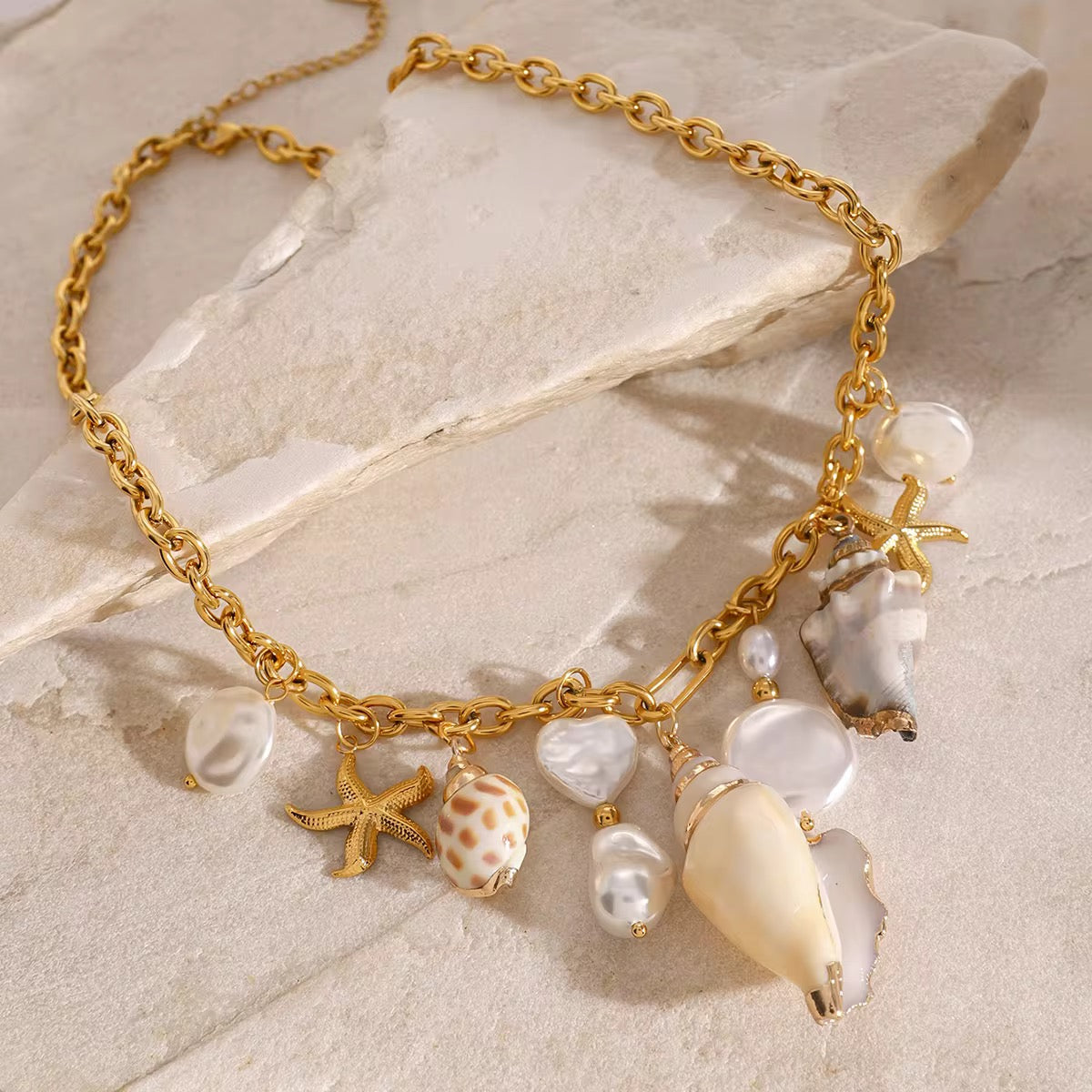 Ocean Charm Necklace (Freshwater Pearls)
