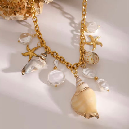 Ocean Charm Necklace (Freshwater Pearls)